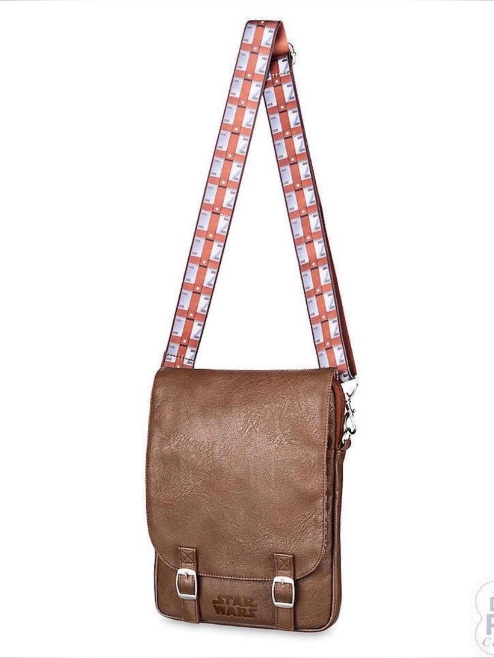 Star Wars Brown Faux Leather Messenger Bag Chewbacca D-Tech Disney Parks